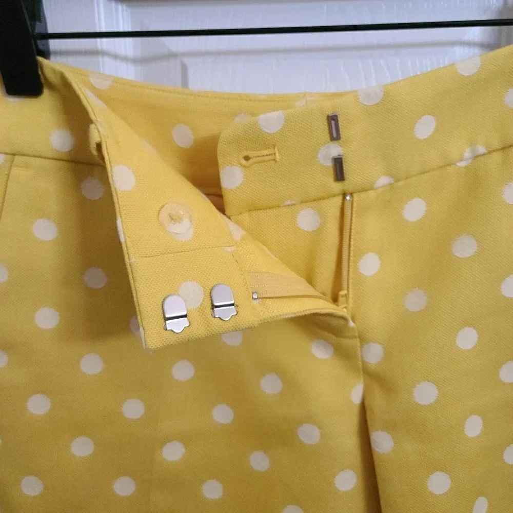 Ann Taylor Yellow White Poka Dots Shorts
